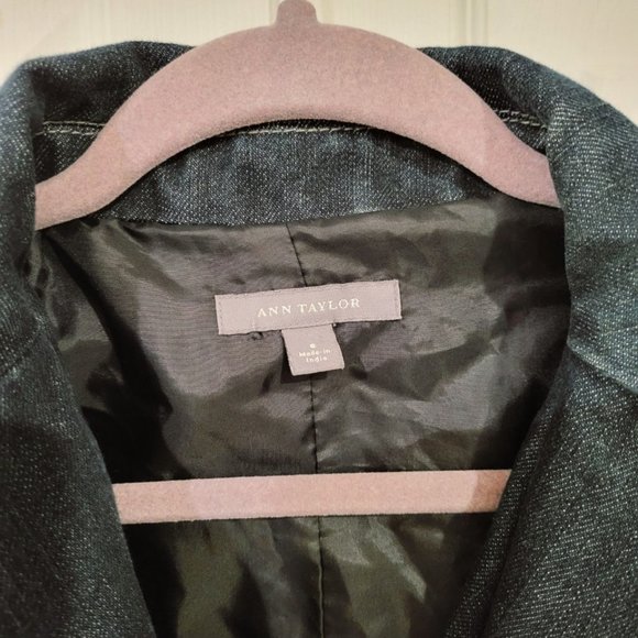 90s ANN TAYLOR Denim Blazer STREET STYLE - Size: 6 - Picture 5 of 9